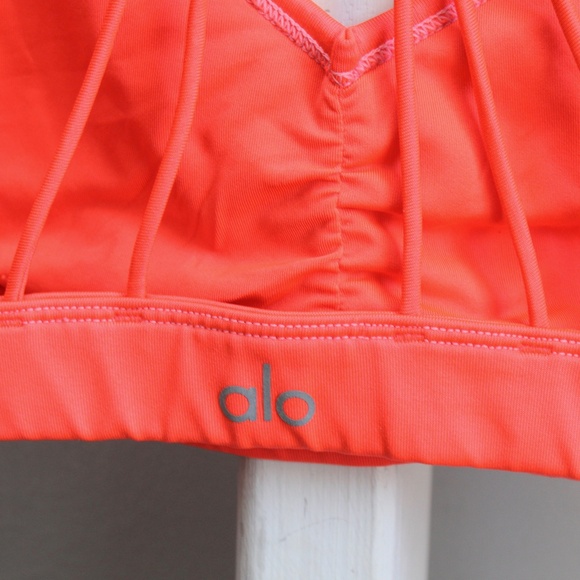 ALO Bright Orange 4 Way Racerback Sports Bra Size Medium - Picture 3 of 5